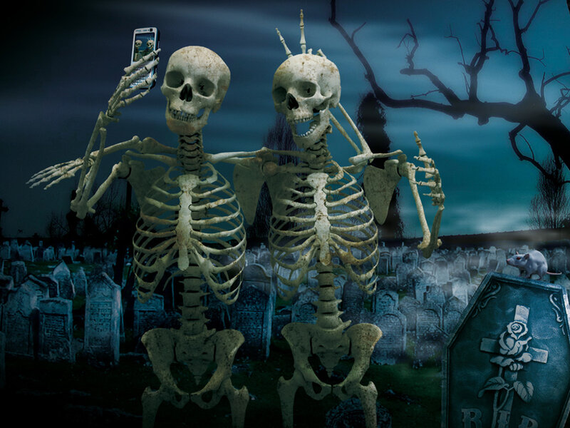 Two Skeletons in Cemetery