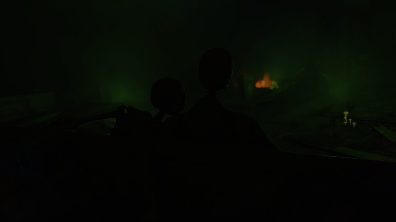 Two Skeletons in Dark Room