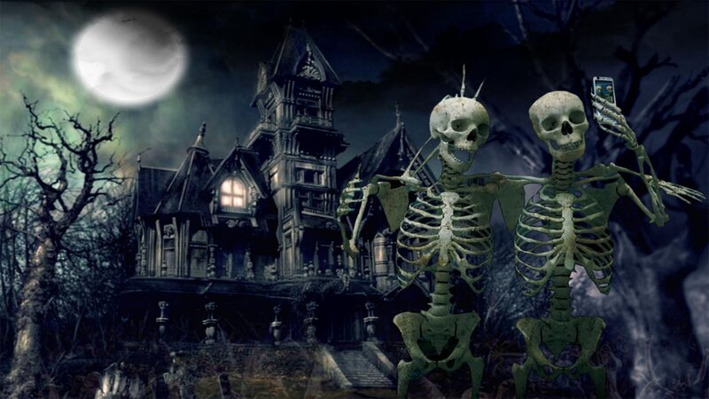 Two Skeletons Taking Selfie