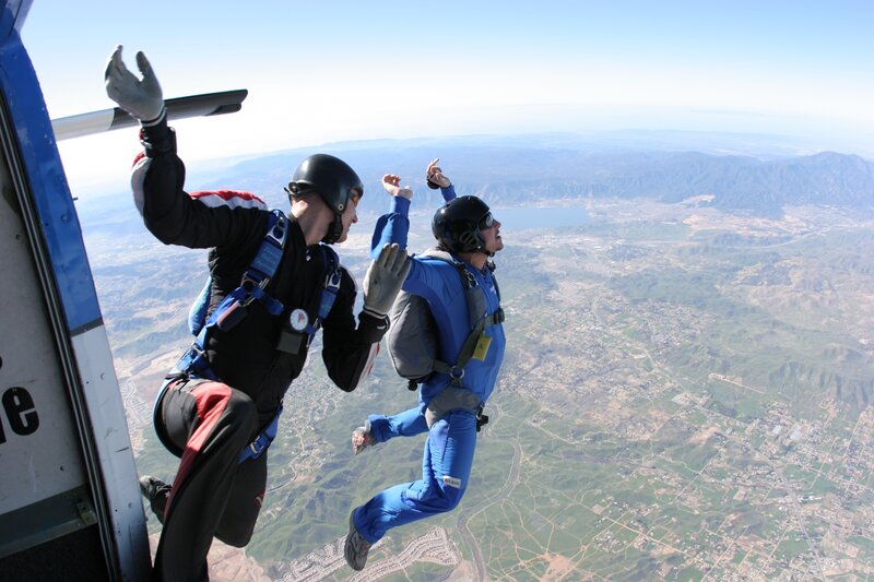 Two Skydivers Jumping