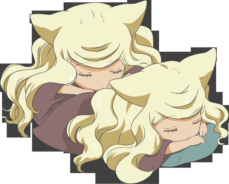two sleeping fox girls