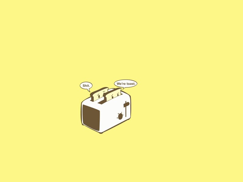 Two Slices of Toast in Toaster