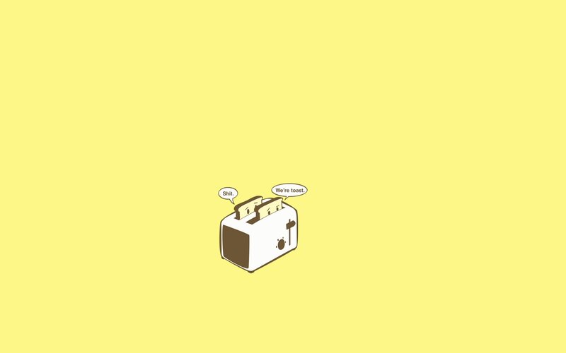 Two Slices of Toast in Toaster — Yellow, Humorous