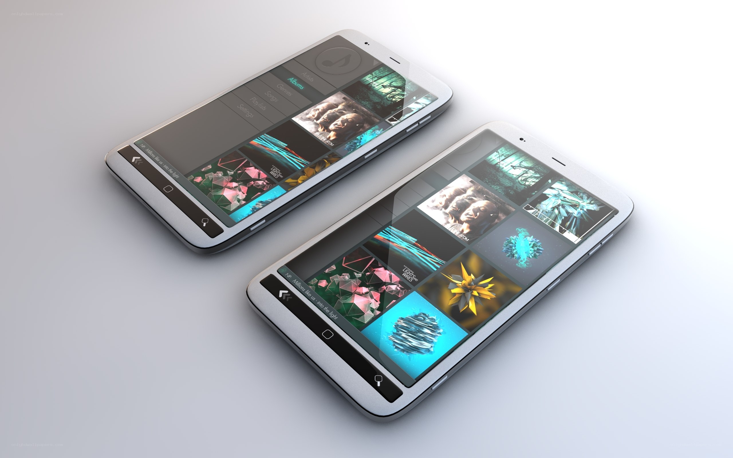 Two smartphones with music app