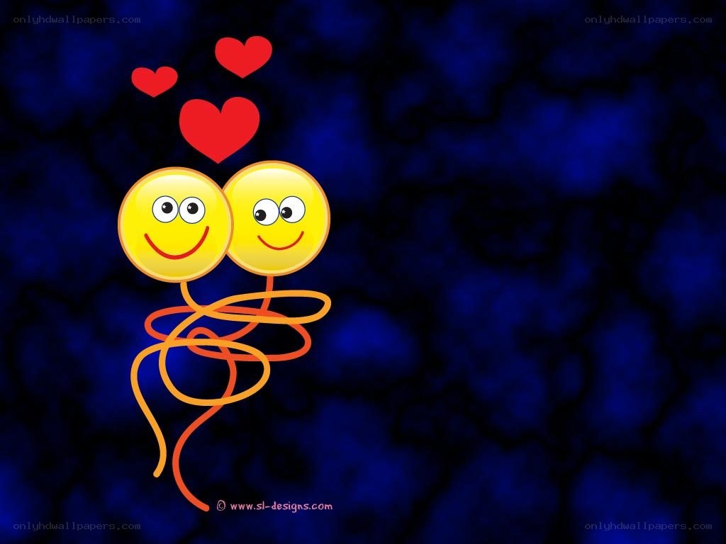 Two smiling faces with hearts