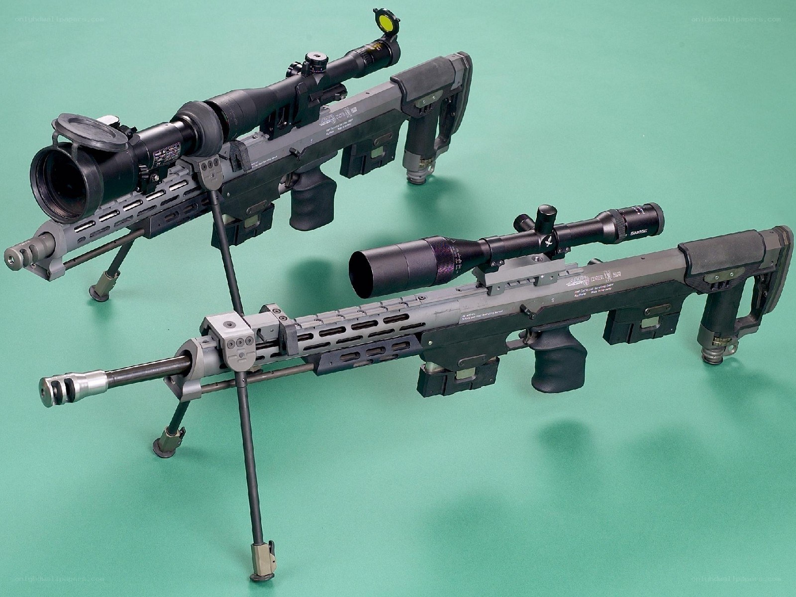 Two sniper rifles on display