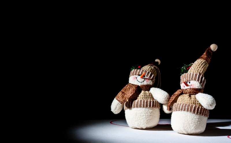Two Snowman Figurines — White, Dramatic