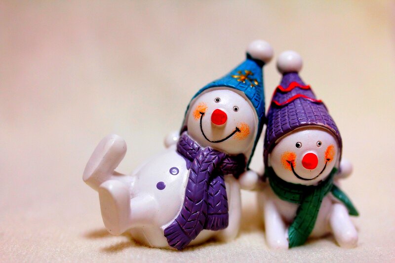 Two Snowman Figurines — White, Festive