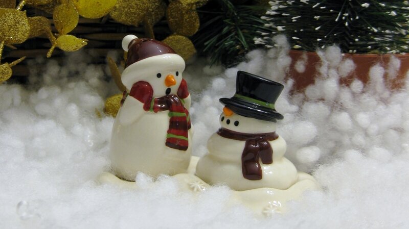 Two Snowman Figurines — White