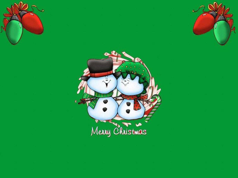 Two Snowmen Couple — Green