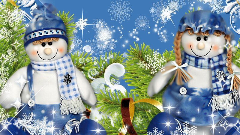 Two Snowmen Figures — Blue