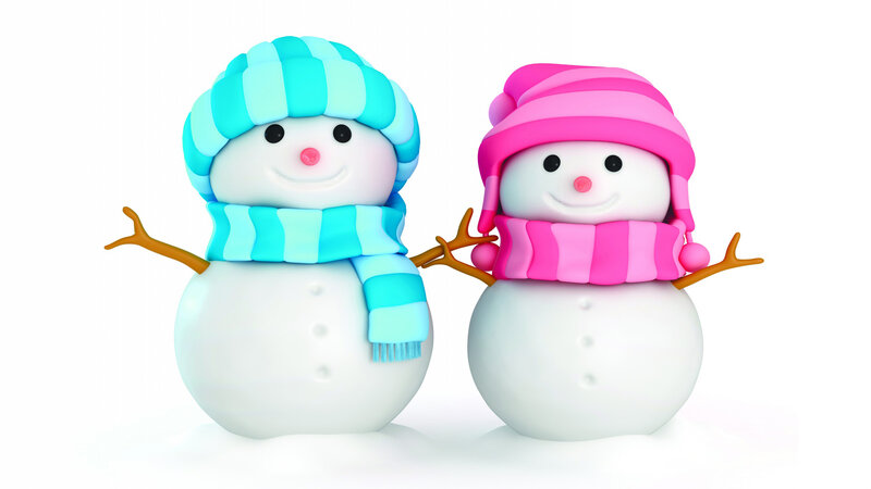 Two Snowmen Figures — White, Cheerful