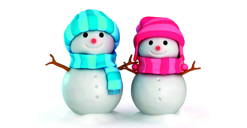 Two Snowmen Figures — White, Festive