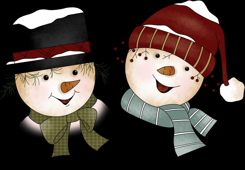 Two Snowmen Figures — White