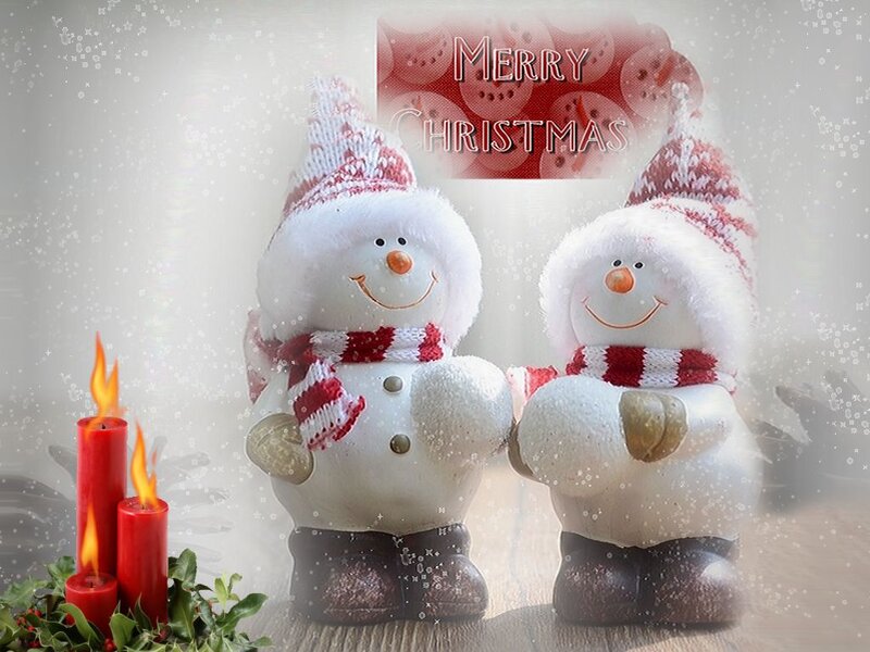 Two Snowmen Figurines — White, Festive, Winter, Photograph