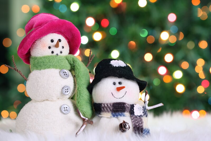 Two Snowmen Figurines — White, Festive, Winter
