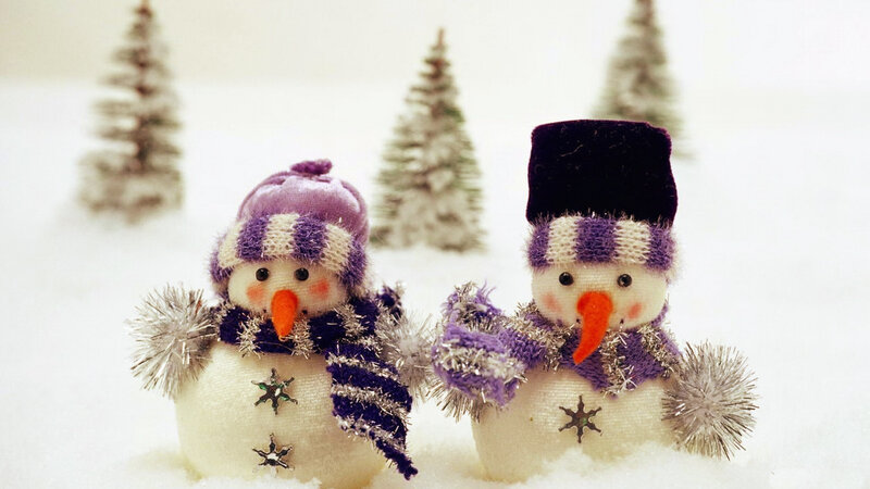 Two Snowmen Figurines — White