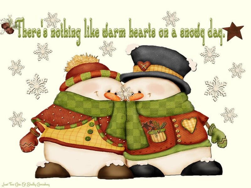 Two Snowmen Hugging — Green
