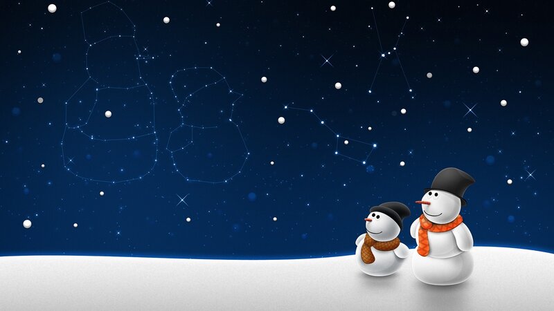 Two Snowmen in Snow — Blue, Serene
