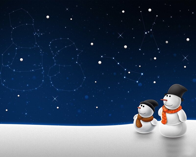Two Snowmen in Snow — Blue