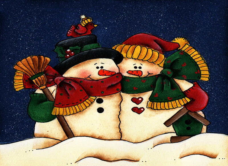 Two Snowmen in Snow