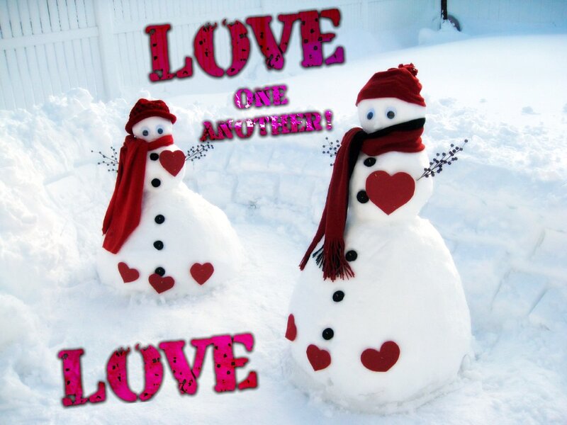 Two Snowmen in Snow — White, Festive