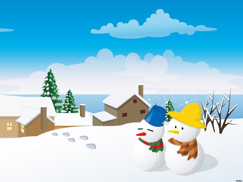 Two Snowmen in Winter — Blue, Peaceful