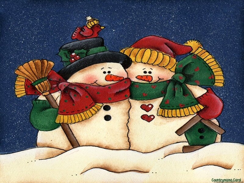 Two Snowmen in Winter — Blue