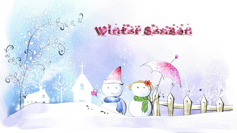 Two Snowmen in Winter — White