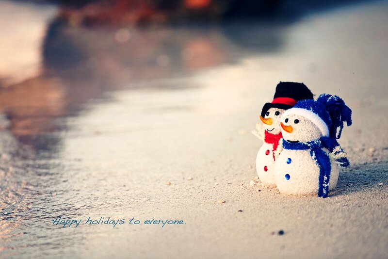 Two Snowmen on Beach