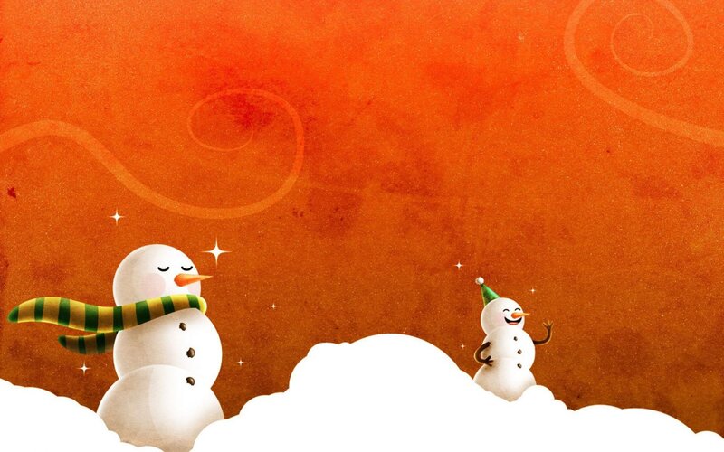 Two Snowmen on Clouds