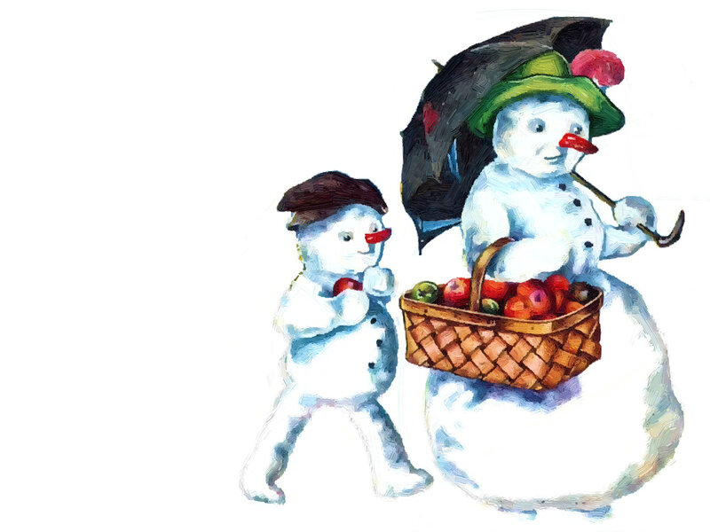 Two Snowmen Walking