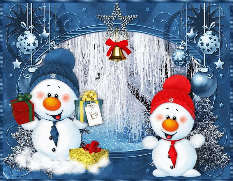 Two Snowmen with Gifts