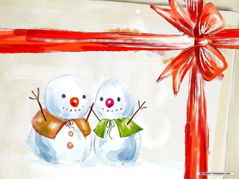 Two Snowmen with Scarves