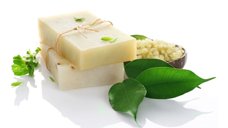 Two Soap Bars with Leaves