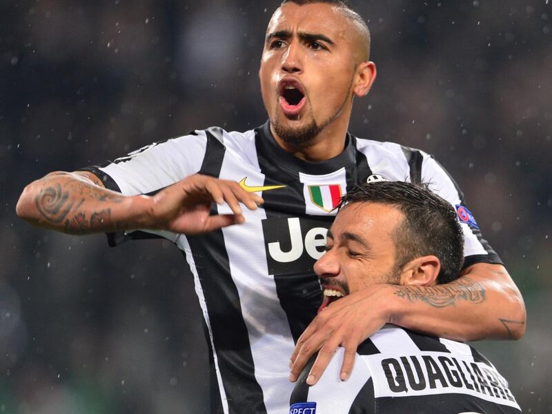 Two Soccer Players Celebrating — Black
