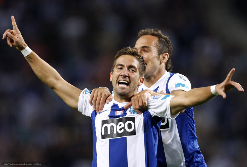 Two Soccer Players Celebrating — Blue, Celebratory