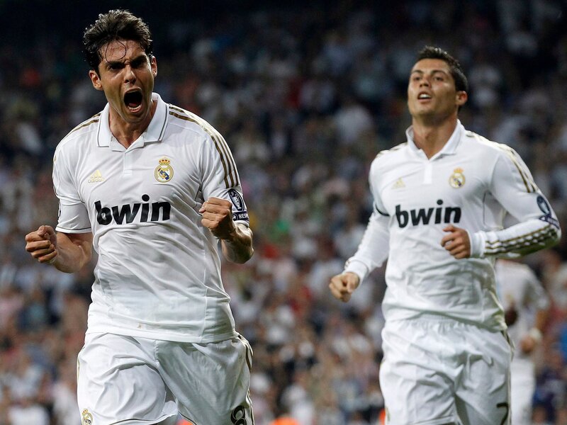 Two Soccer Players Celebrating — White, Energetic, Night