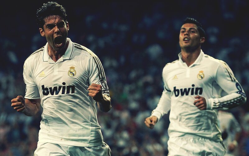 Two Soccer Players Celebrating — White, Intense, Night