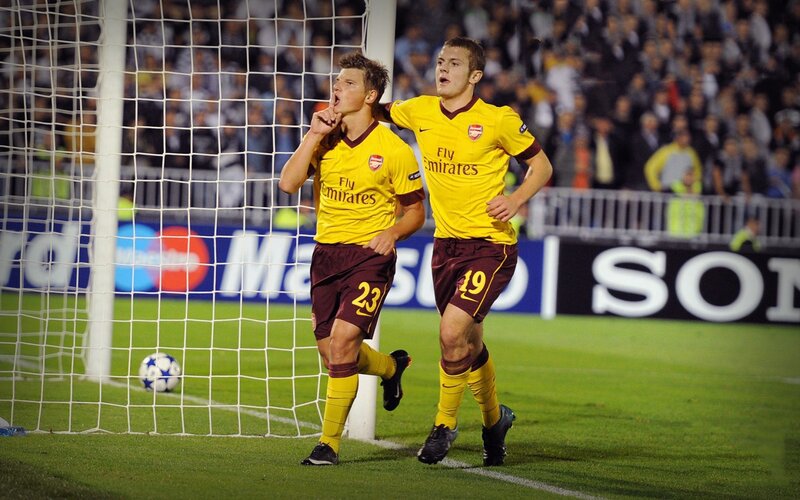 Two Soccer Players Celebrating — Yellow