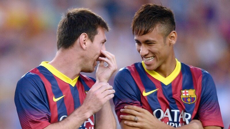 Two Soccer Players Laughing