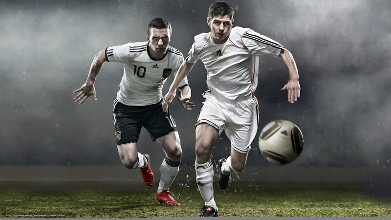 Two Soccer Players — White, Dramatic, Photograph, Soccer Ball