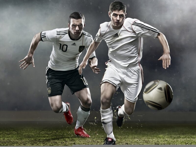 Two Soccer Players — White, Dramatic