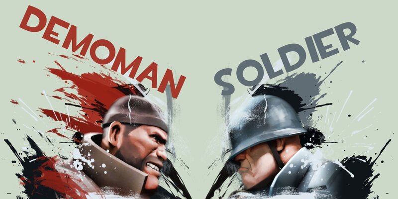 Two Soldiers Facing Off — Red, Dramatic, Digital Art