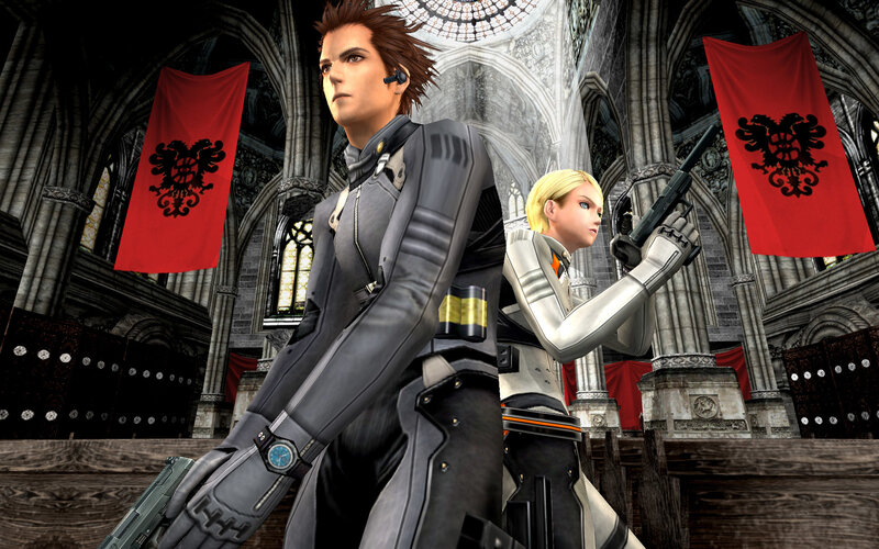 Two soldiers in a cathedral