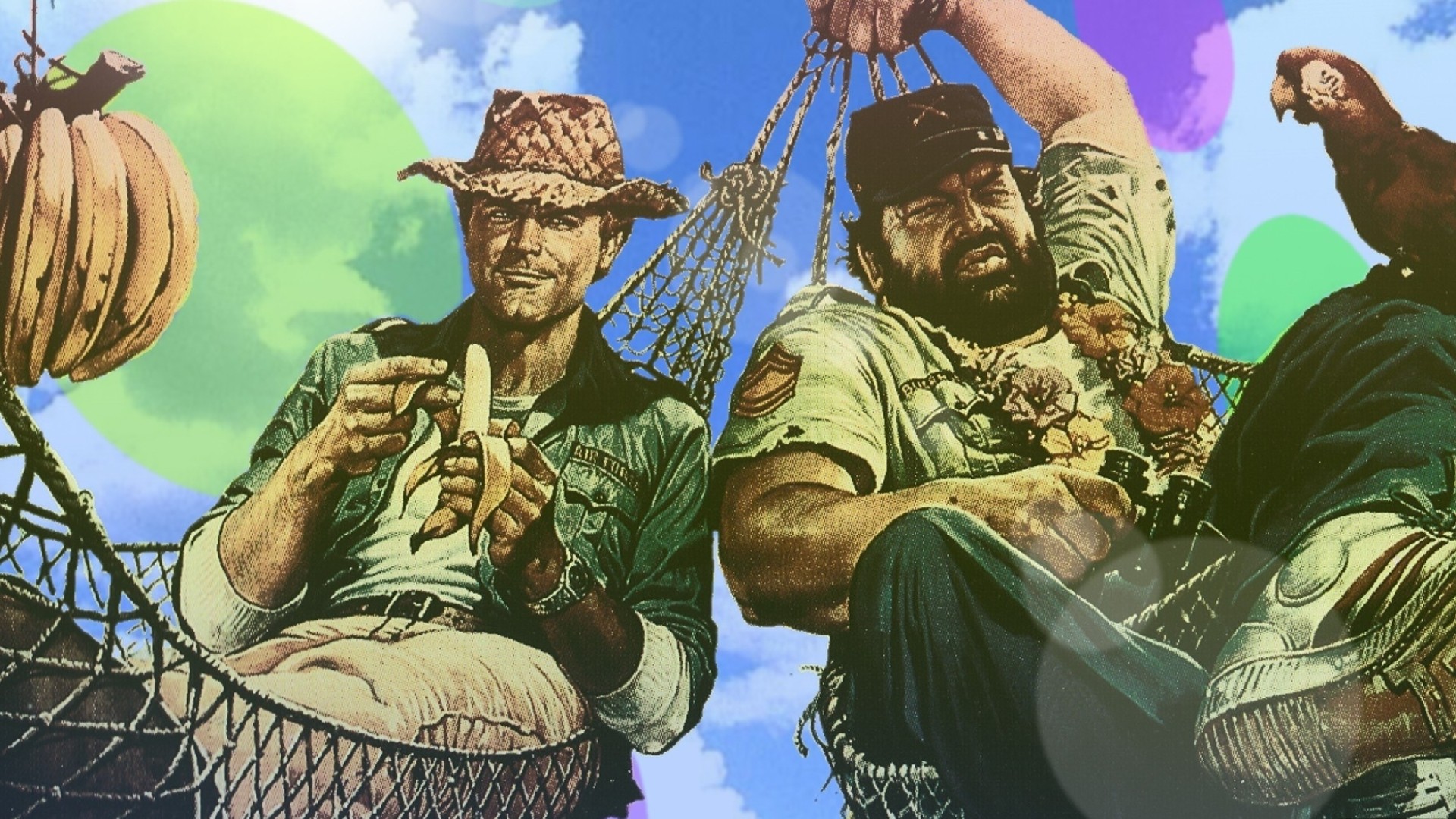two soldiers in a hammock