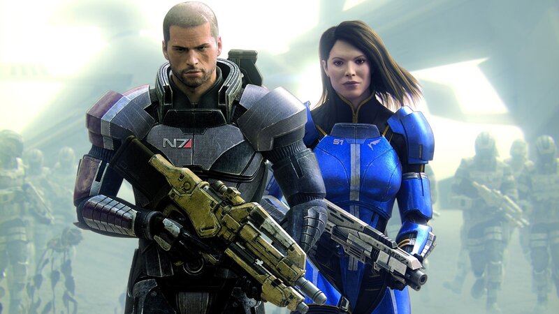 Two Soldiers in Armor — Blue, Dramatic, 3d Render, Weapons, Armored Suits