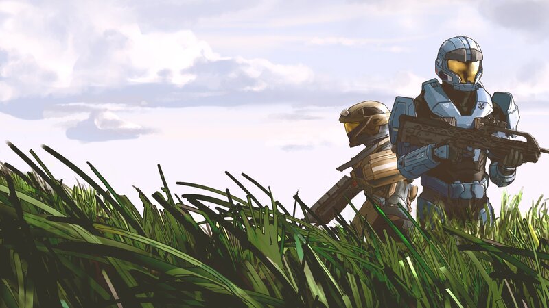 Two Soldiers in Armor — Green, Tense