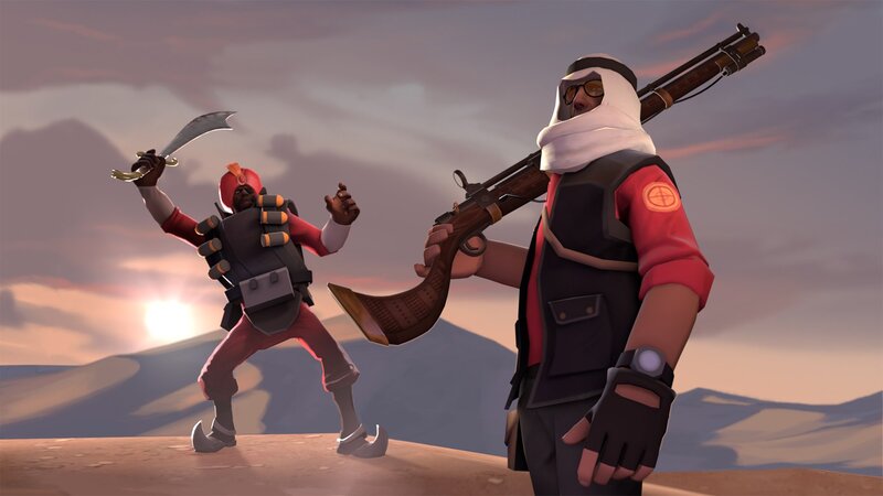 Two Soldiers in Desert