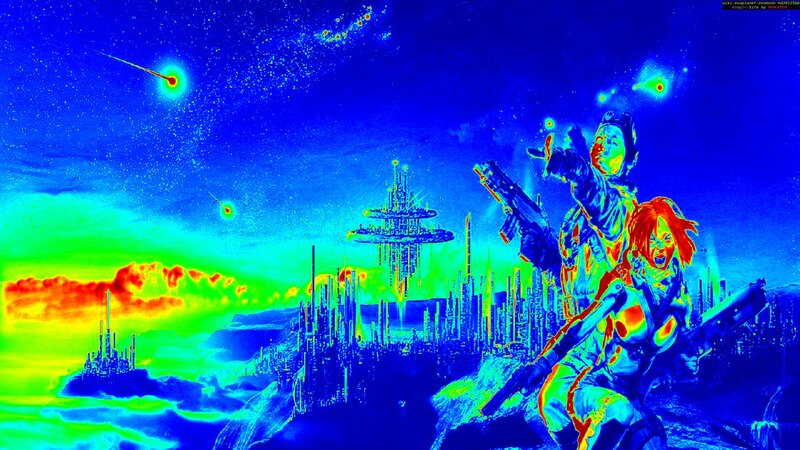 Two Soldiers in Futuristic City